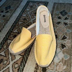 Saludos Anthropologie Flat Espadrilles Smoking Slipper Soft Yellow Size 7.5